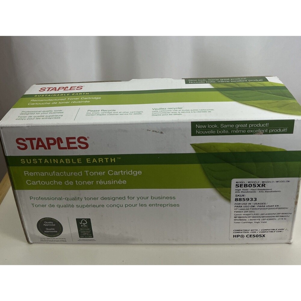Staples Sustainable Earth SEB05XR Replacement for HP CE505X Toner Black